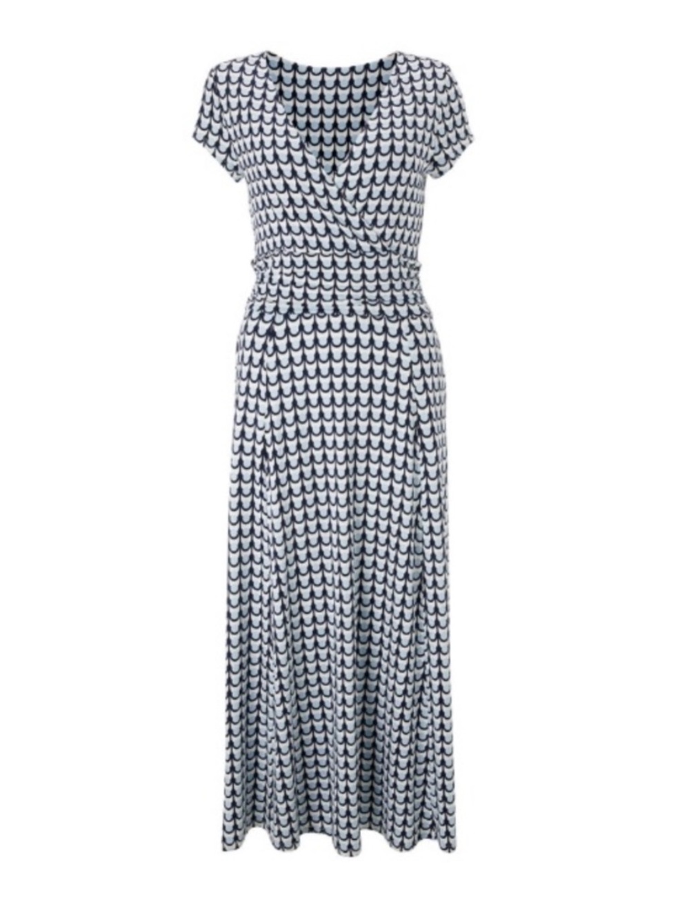 BOGO! BODEN Lily Jersey Knit Dress Ice Grey Retro Spot Blue White Size  6 Petite